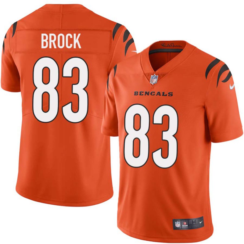 Bengals #83 Kevin Brock Sewn On Orange Jersey