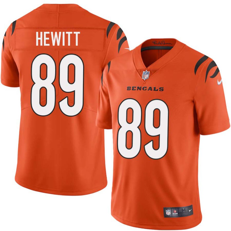 Bengals #89 Ryan Hewitt Sewn On Orange Jersey