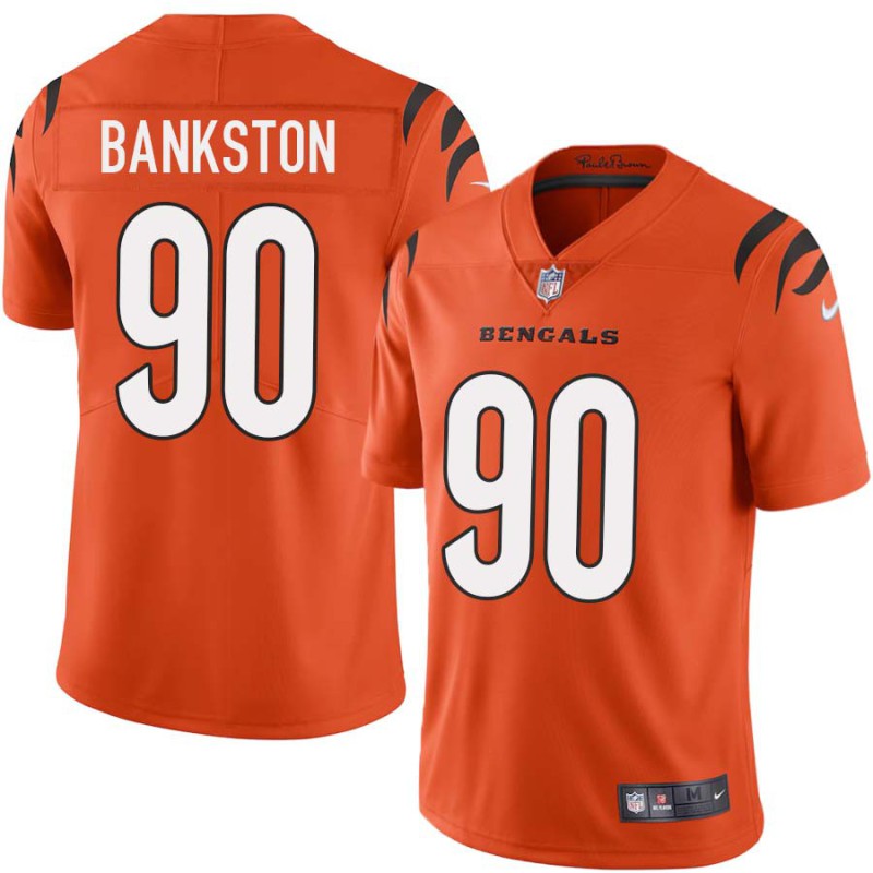 Bengals #90 Michael Bankston Sewn On Orange Jersey