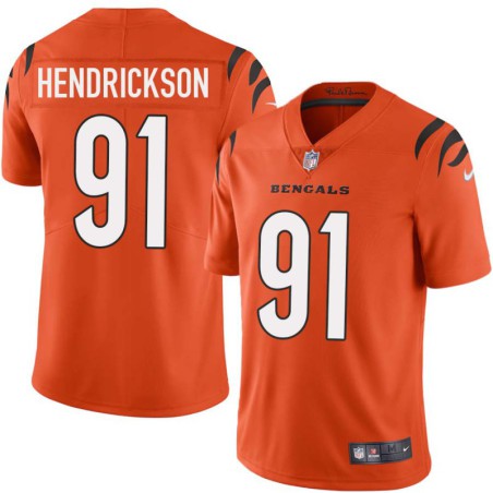 Bengals #91 Trey Hendrickson Sewn On Orange Jersey