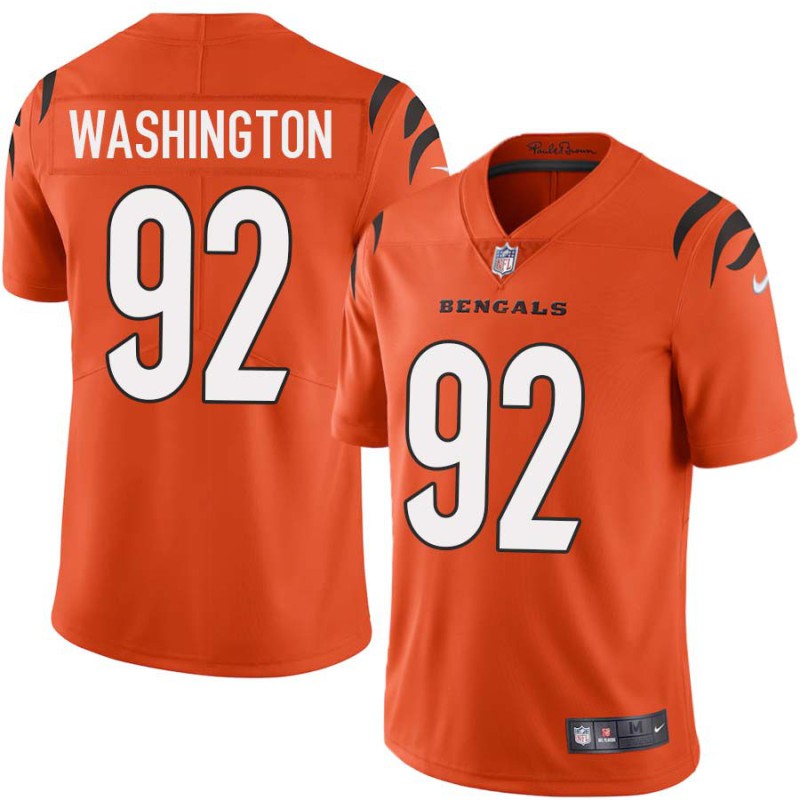 Bengals #92 Adolphus Washington Sewn On Orange Jersey