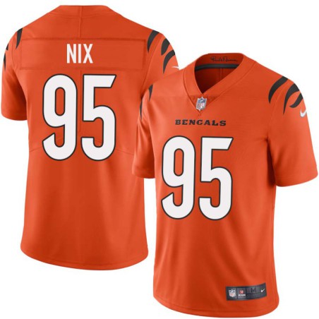 Bengals #95 Roosevelt Nix Sewn On Orange Jersey