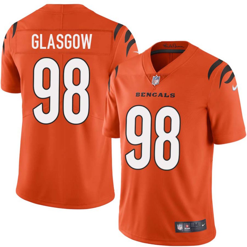 Bengals #98 Ryan Glasgow Sewn On Orange Jersey