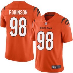 Bengals #98 Bryan Robinson Sewn On Orange Jersey