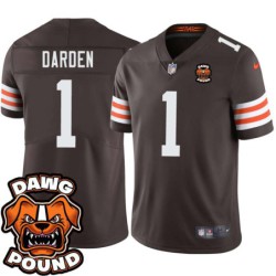 Browns #1 Jaelon Darden DAWG POUND Dog Head logo Jersey -Brown