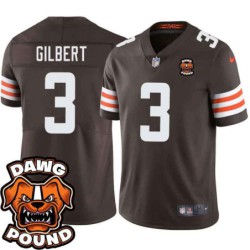 Browns #3 Garrett Gilbert DAWG POUND Dog Head logo Jersey -Brown