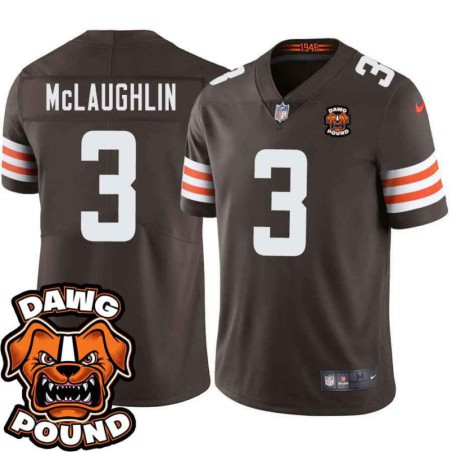 Browns #3 Chase McLaughlin DAWG POUND Dog Head logo Jersey -Brown