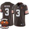 Browns #3 Brandon Weeden DAWG POUND Dog Head logo Jersey -Brown