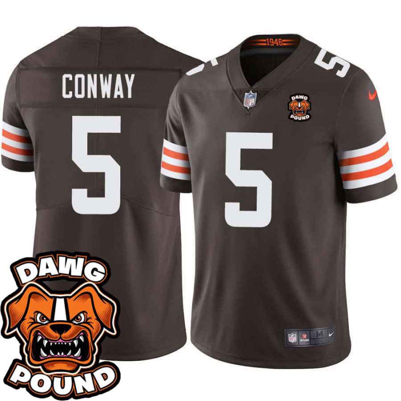 Browns #5 Brett Conway DAWG POUND Dog Head logo Jersey -Brown