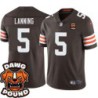 Browns #5 Spencer Lanning DAWG POUND Dog Head logo Jersey -Brown