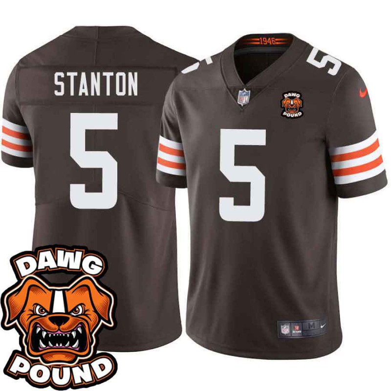 Browns #5 Drew Stanton DAWG POUND Dog Head logo Jersey -Brown