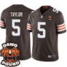 Browns #5 Tyrod Taylor DAWG POUND Dog Head logo Jersey -Brown