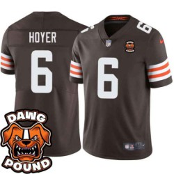 Browns #6 Brian Hoyer DAWG POUND Dog Head logo Jersey -Brown