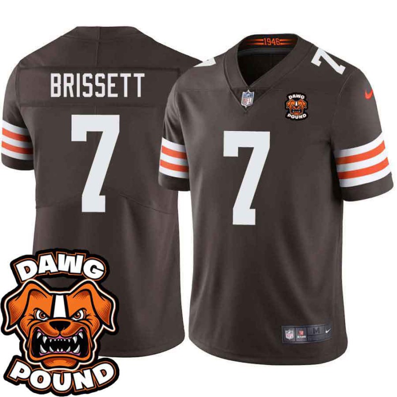 Browns #7 Jacoby Brissett DAWG POUND Dog Head logo Jersey -Brown