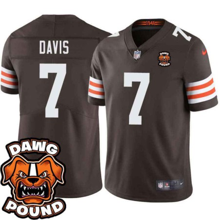 Browns #7 Austin Davis DAWG POUND Dog Head logo Jersey -Brown