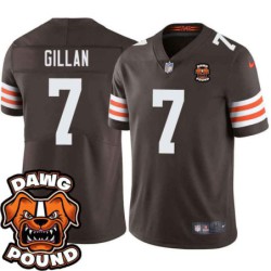 Browns #7 Jamie Gillan DAWG POUND Dog Head logo Jersey -Brown