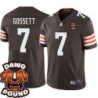 Browns #7 Jeff Gossett DAWG POUND Dog Head logo Jersey -Brown