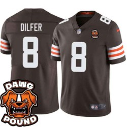 Browns #8 Trent Dilfer DAWG POUND Dog Head logo Jersey -Brown