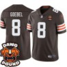 Browns #8 Brad Goebel DAWG POUND Dog Head logo Jersey -Brown