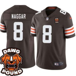 Browns #8 Chris Naggar DAWG POUND Dog Head logo Jersey -Brown