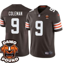 Browns #9 Greg Coleman DAWG POUND Dog Head logo Jersey -Brown