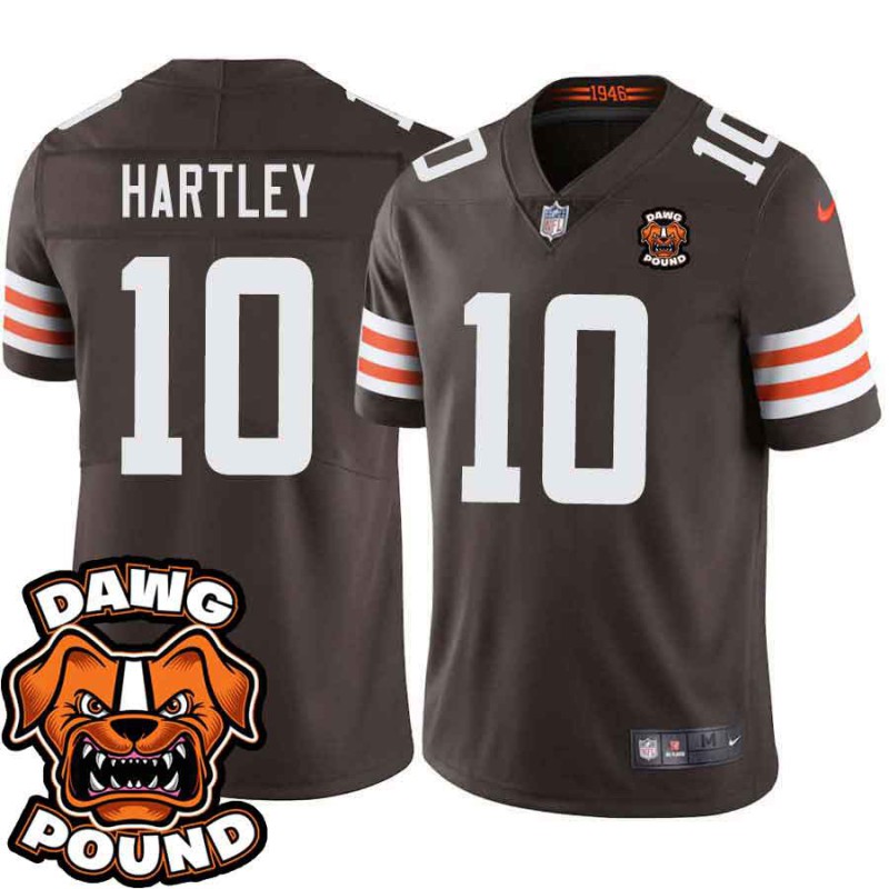 Browns #10 Garrett Hartley DAWG POUND Dog Head logo Jersey -Brown