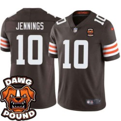 Browns #10 Darius Jennings DAWG POUND Dog Head logo Jersey -Brown