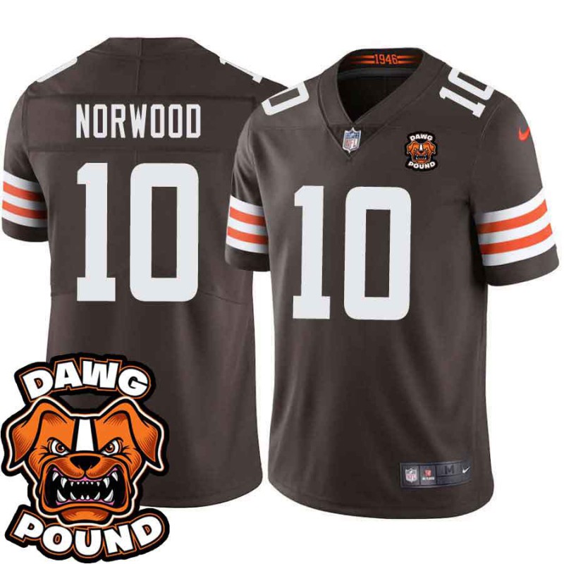 Browns #10 Jordan Norwood DAWG POUND Dog Head logo Jersey -Brown