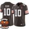 Browns #10 Eric Zeier DAWG POUND Dog Head logo Jersey -Brown