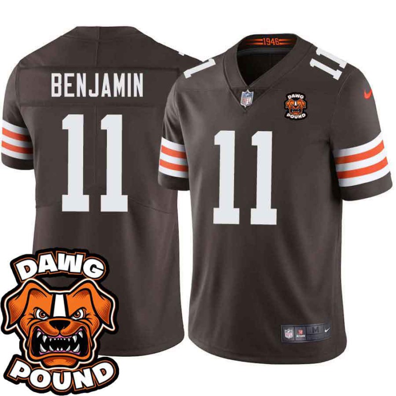 Browns #11 Travis Benjamin DAWG POUND Dog Head logo Jersey -Brown