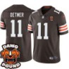 Browns #11 Ty Detmer DAWG POUND Dog Head logo Jersey -Brown