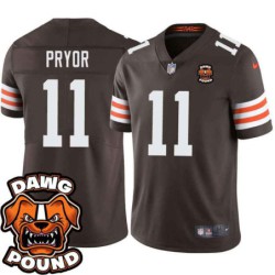 Browns #11 Terrelle Pryor DAWG POUND Dog Head logo Jersey -Brown