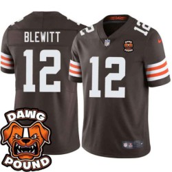 Browns #12 Chris Blewitt DAWG POUND Dog Head logo Jersey -Brown