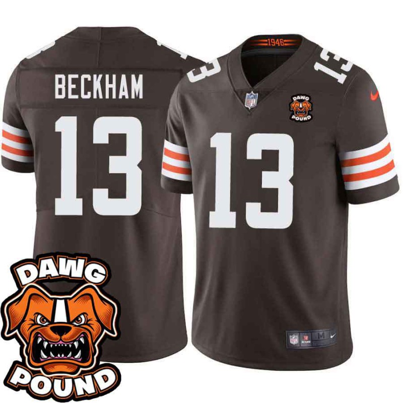 Browns #13 Odell Beckham Jr. DAWG POUND Dog Head logo Jersey -Brown