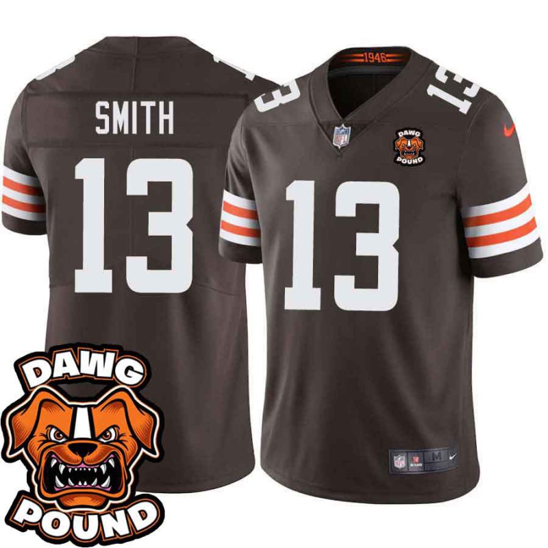 Browns #13 Rodney Smith DAWG POUND Dog Head logo Jersey -Brown