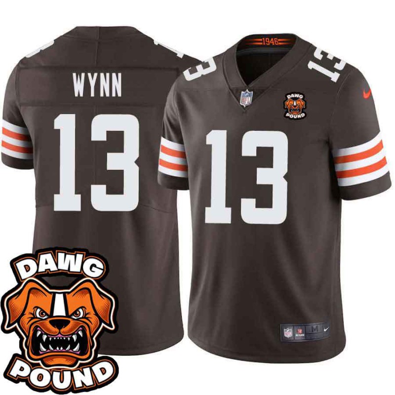 Browns #13 Spergon Wynn DAWG POUND Dog Head logo Jersey -Brown