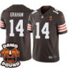 Browns #14 Otto Graham DAWG POUND Dog Head logo Jersey -Brown