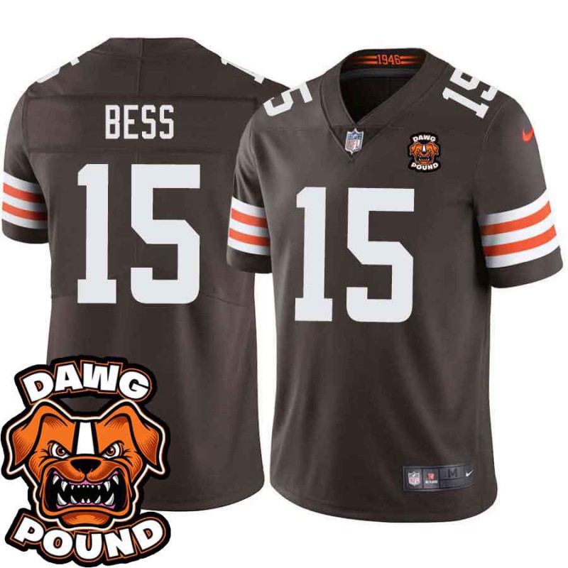 Browns #15 Davone Bess DAWG POUND Dog Head logo Jersey -Brown