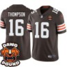 Browns #16 Kevin Thompson DAWG POUND Dog Head logo Jersey -Brown