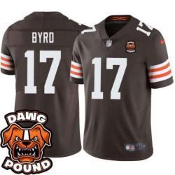 Browns #17 LaRon Byrd DAWG POUND Dog Head logo Jersey -Brown
