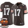 Browns #17 LaRon Byrd DAWG POUND Dog Head logo Jersey -Brown