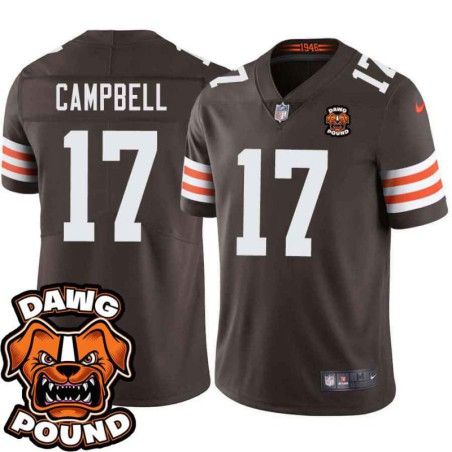 Browns #17 Jason Campbell DAWG POUND Dog Head logo Jersey -Brown