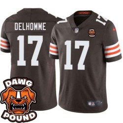 Browns #17 Jake Delhomme DAWG POUND Dog Head logo Jersey -Brown