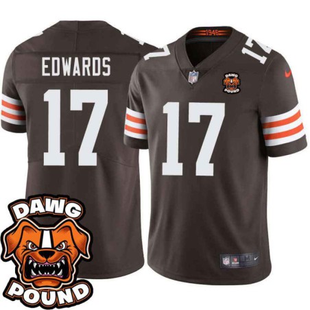 Browns #17 Braylon Edwards DAWG POUND Dog Head logo Jersey -Brown