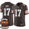 Browns #17 Brian Sipe DAWG POUND Dog Head logo Jersey -Brown