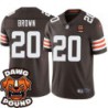 Browns #20 Ralph Brown DAWG POUND Dog Head logo Jersey -Brown