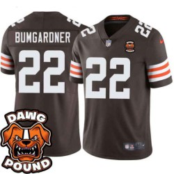 Browns #22 Rex Bumgardner DAWG POUND Dog Head logo Jersey -Brown