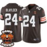 Browns #24 Anthony Blaylock DAWG POUND Dog Head logo Jersey -Brown