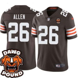 Browns #26 Greg Allen DAWG POUND Dog Head logo Jersey -Brown