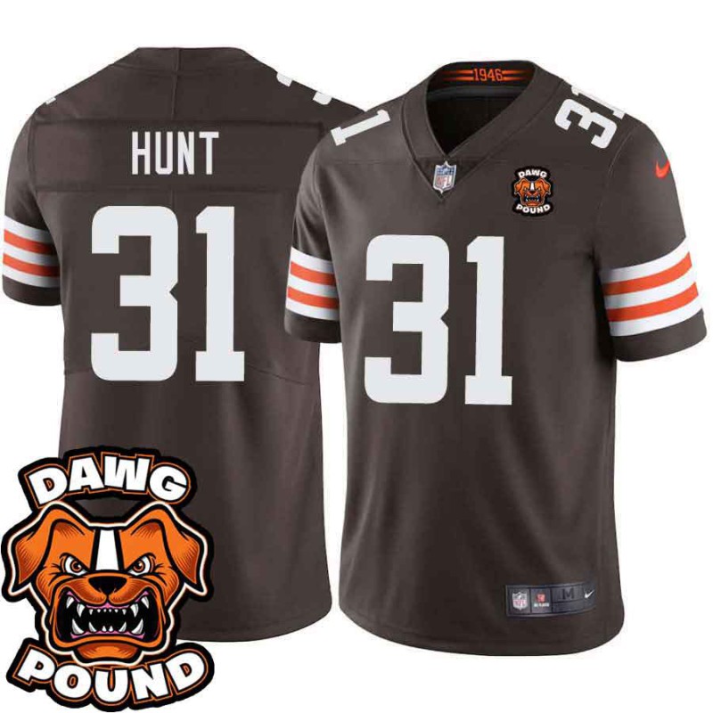 Browns #31 Bob Hunt DAWG POUND Dog Head logo Jersey -Brown